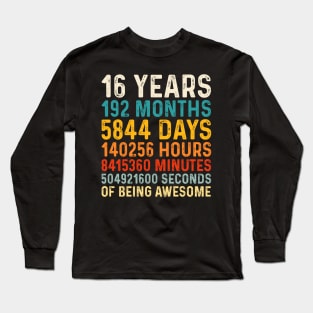 16 Years old of Being Awesome, 16th Birthday Gift Vintage Long Sleeve T-Shirt